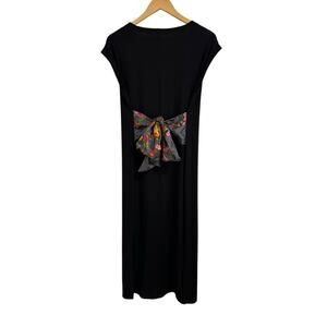 Johnny Was Calme‎ women's black scarf tie midi dress size Small